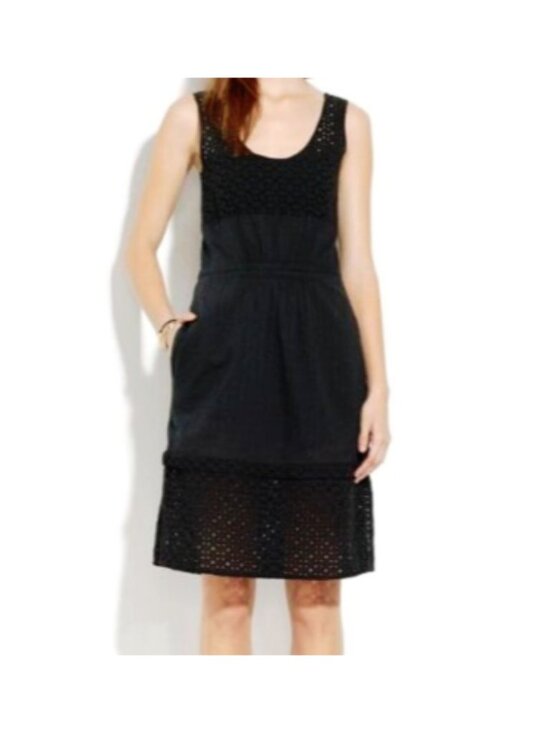 Madewell Dresses & Skirts - Madewell Black Eyelet Lovesong Cotton Sleeveless Summer Tank Dress 6